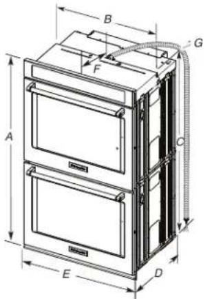 KITCHENAID KOES730SBE - Dimensions du produit – Fours doubles - 1