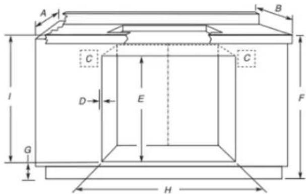 KITCHENAID KOES730SBE - Four installé sous la table de cuisson - Dimensions pour l'ouverture à découper - 1