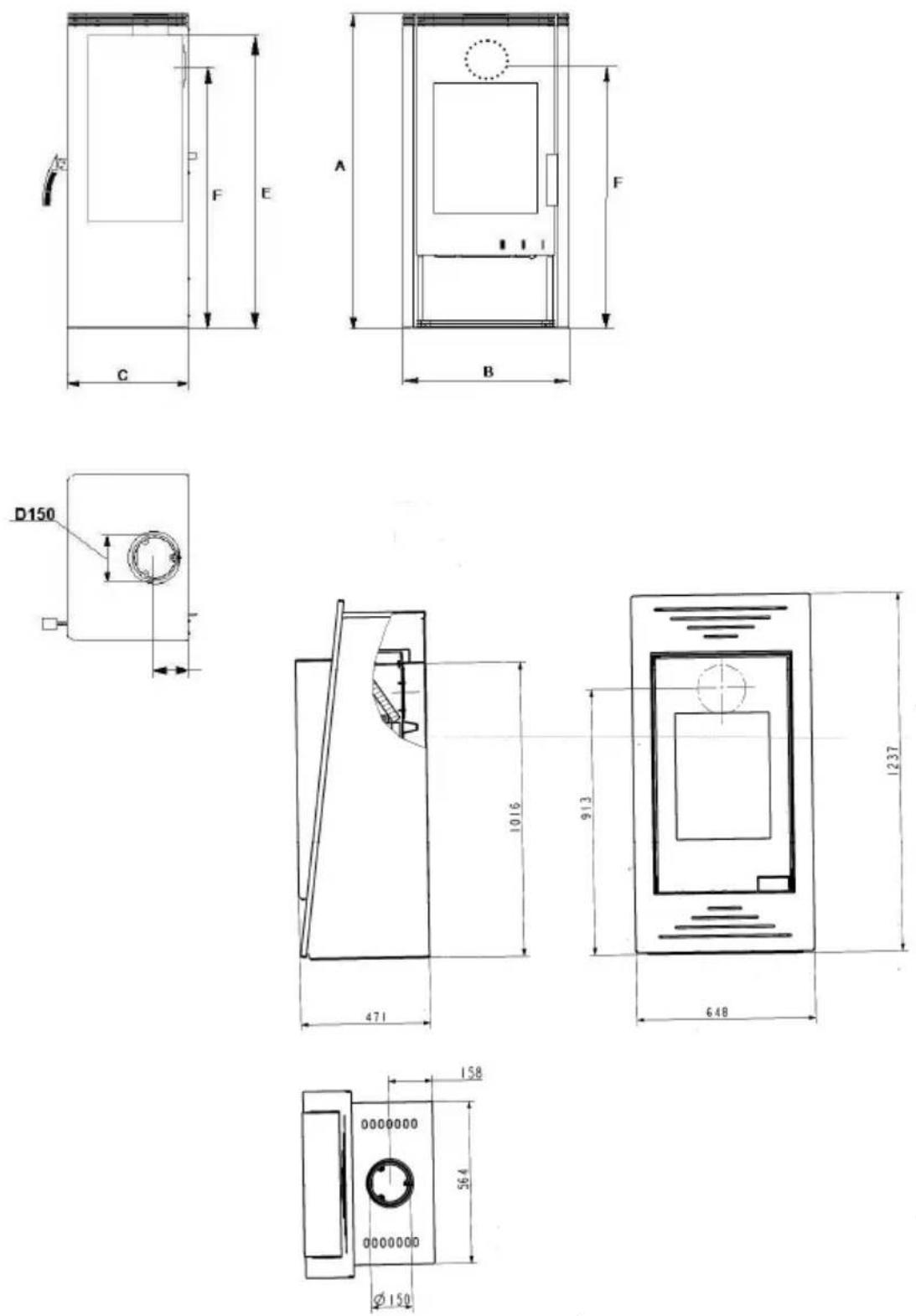 Wamsler Beta - Plans avec les dimensions - 1