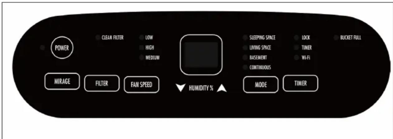Klarstein DryFy 60 Smart - PANEL DE CONTROL, BOTONES Y SUS FUNCIONES - 1
