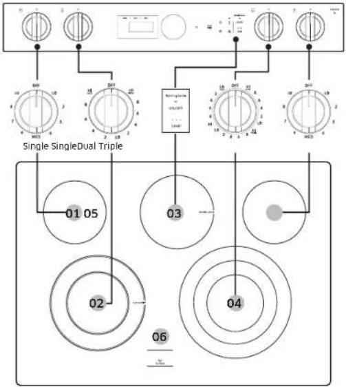 SAMSUNG NSE6DB850212 - Location of the radiant surface elements and controls - 1