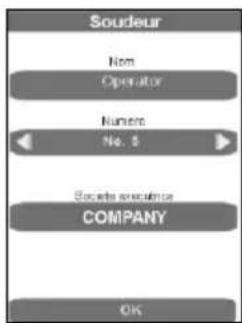 Soudeur Nom Operator Numbers No. 5 Societe esculenture COMPANY OK