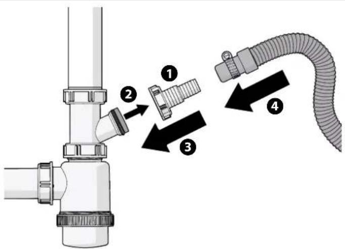 Veripart VPWM1400A28WNB - CONNECTING THE DISCHARGE HOSE TO A SIPHON - 1