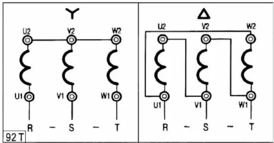 Vevor SPP150E - Schemat połączeń dla silników trójfazowych - 1