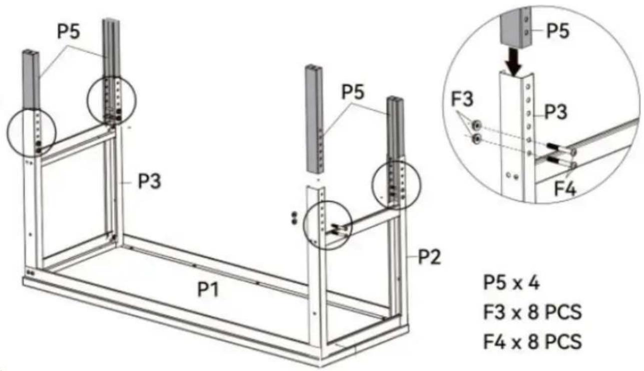Vevor O6120L - STEP 1: Install the desktop and supports - 3