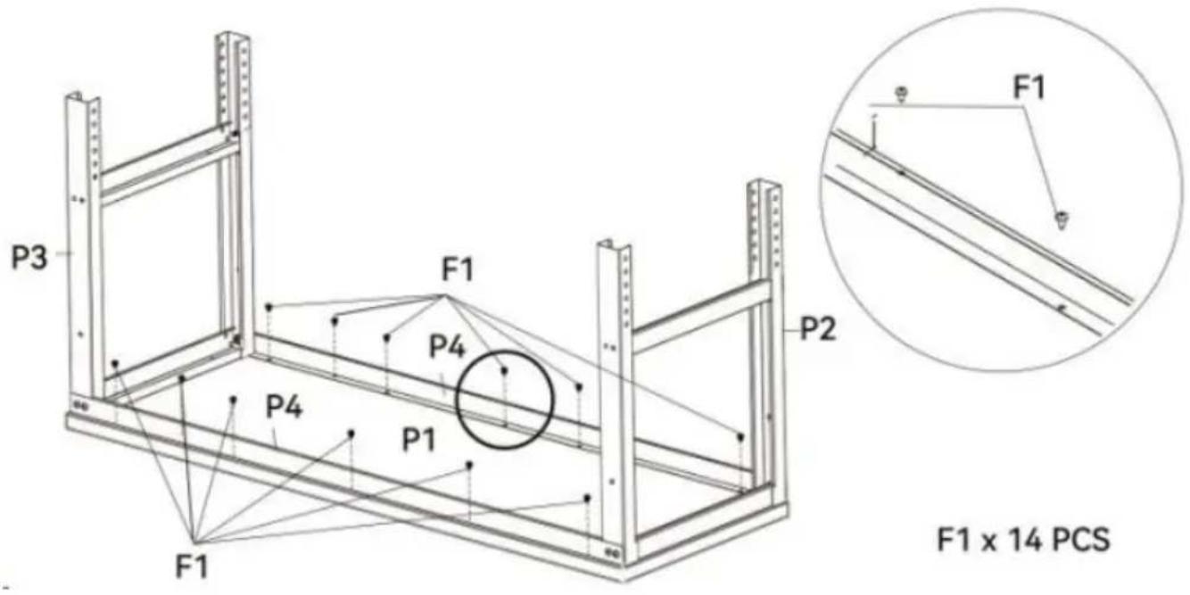 Vevor O6120L - STEP 1: Install the desktop and supports - 2