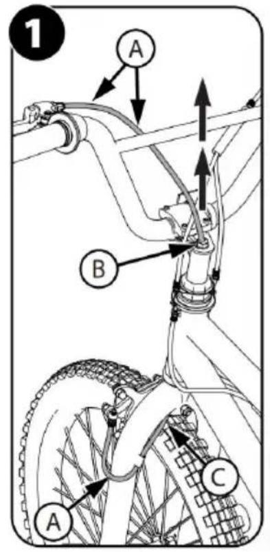 Vevor SS24002 - Configuración del freno giroscópico: instalación del cable del freno delantero - 1