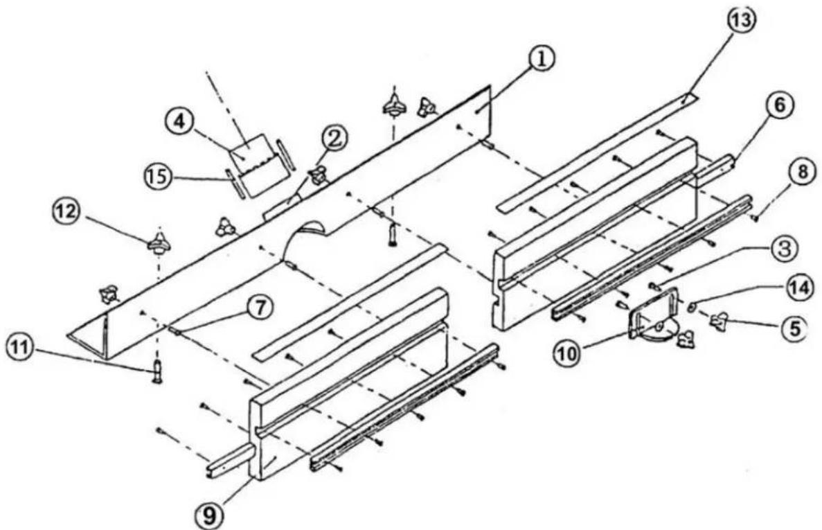 Vevor RT015 - Router Table Parts Break-Down &amp; Parts List - 2