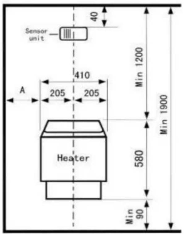 Vevor SCA-80W - installatieschema van temperatuursensor en saunakachel - 1