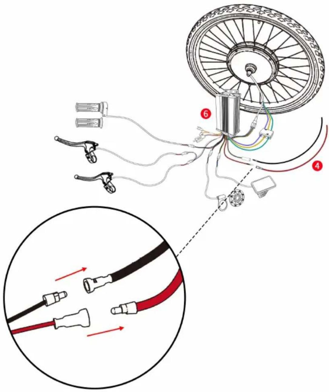 Vevor CNE-K26F1KW - Connect the wires of the front motor wheel and the controller bc - 2