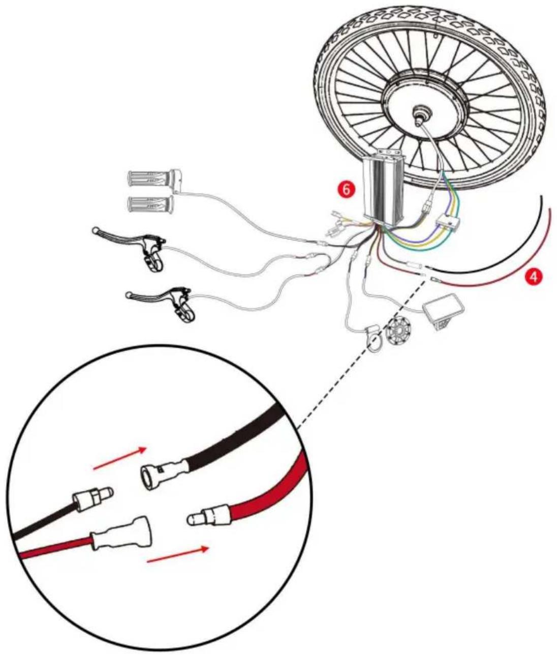 Vevor CNE-K26F1KW - Verbinden Sie die Kabel des Vorderradmotors mit der Steuerbox. - 2