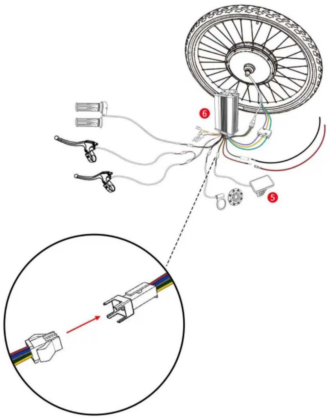 Vevor CNE-K26F1KW - Verbinden Sie die Kabel des Vorderradmotors mit der Steuerbox. - 1