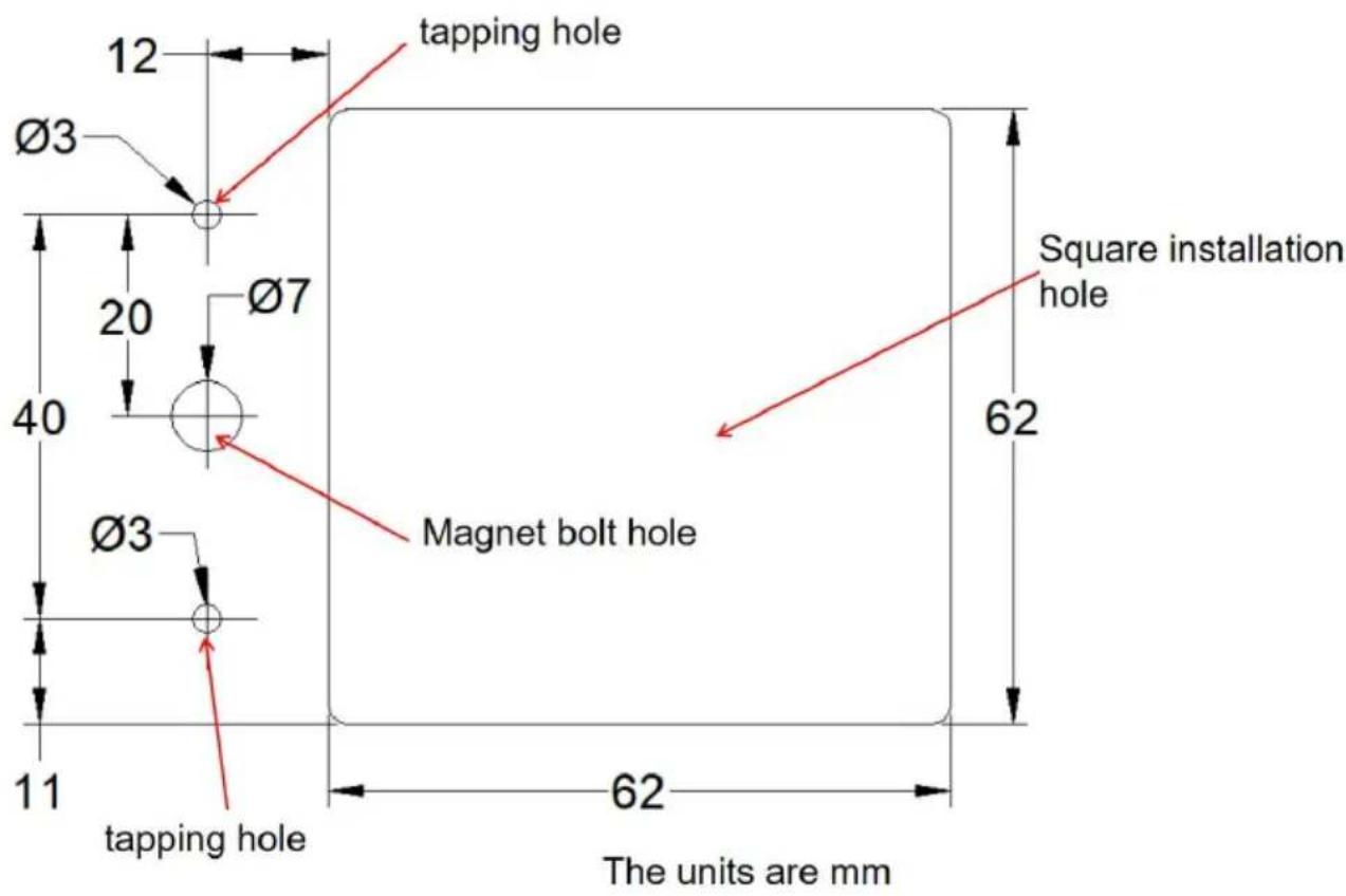 Vevor 2402-UV18 - Diagrama de tamaño de agujero abierto - 1