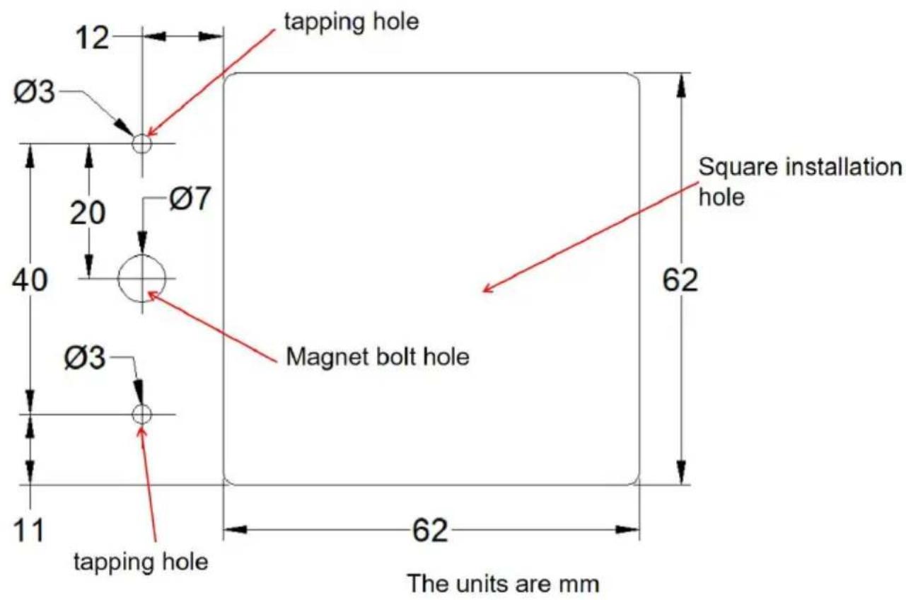 Vevor 2402-UV18 - Diagramma delle dimensioni del foro aperto - 1
