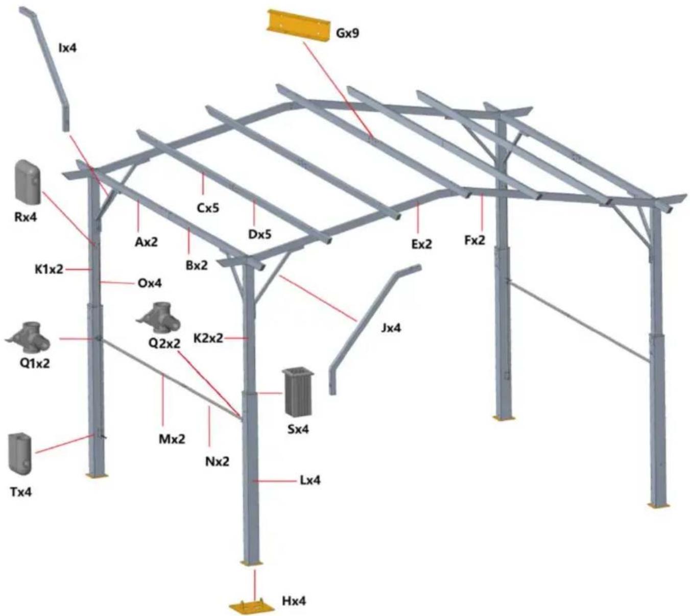 Vevor L12FT*W10FT - PARTS LIST - 26