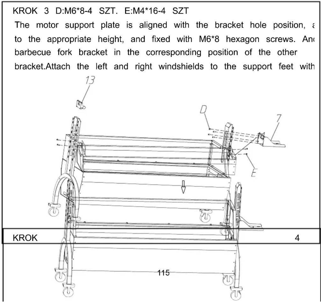 Vevor JY-MY-KYLQG-46-220 - KROK 3 D:M6\*8-4 SZT. E:M4\*16-4 SZT - 2