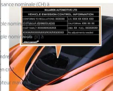 McLaren 720S (2021) - Étiquette d'émission du véhicule - 1