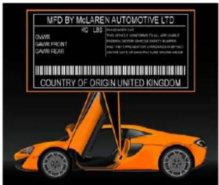 McLaren 600LT (2019) - Données et glossaire du vehicule Identification du vehicule - 2