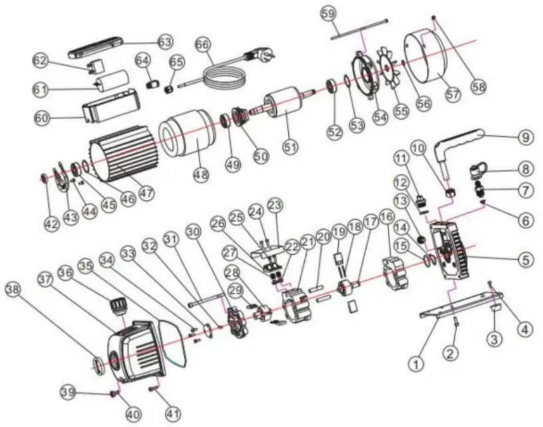 Vevor TW-1K - SCHEMAT ROZŁOŻONEJ POMPY - 1