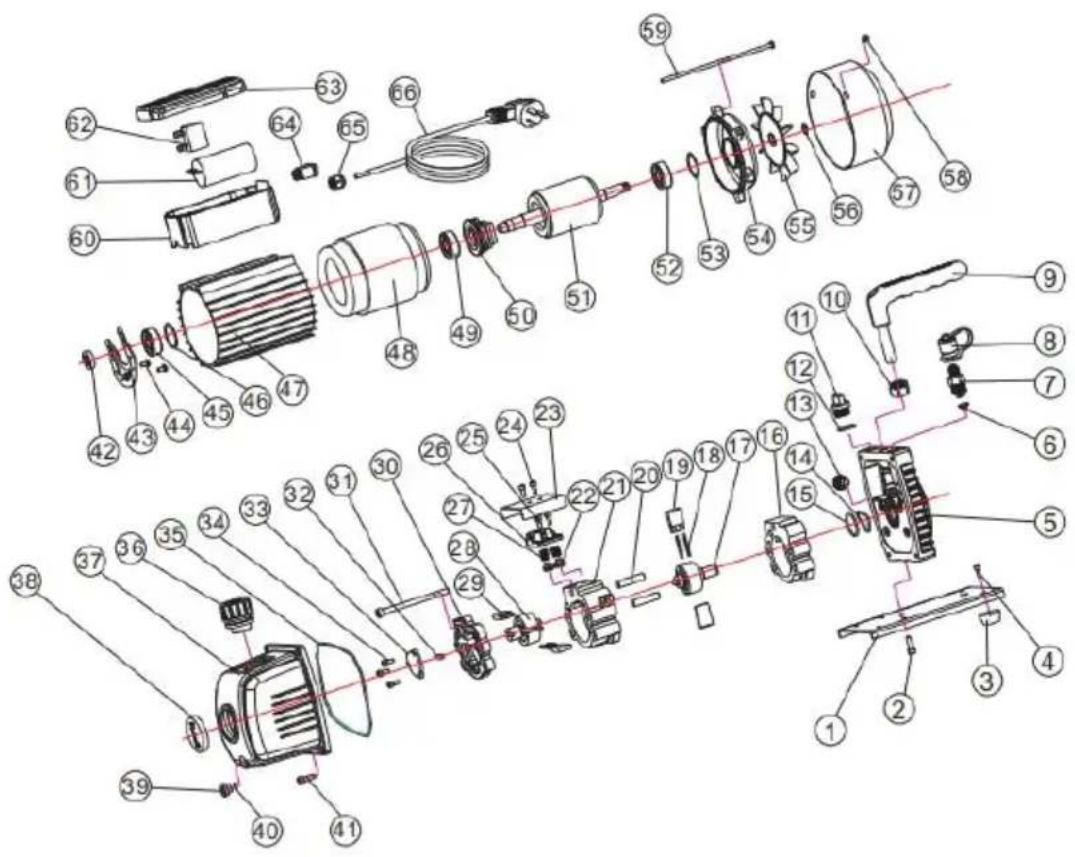 Vevor KQ-1.5K - EXPLODED DIAGRAM OF THE PUMP - 1