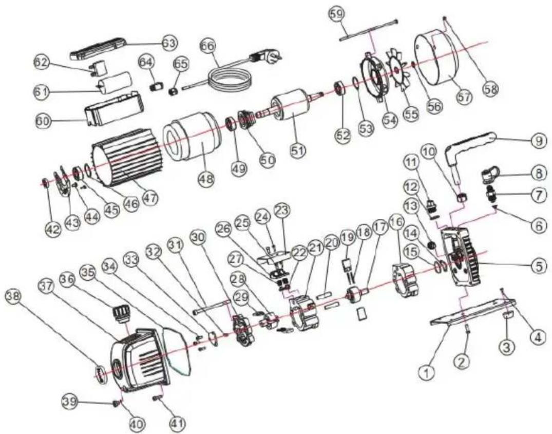 Vevor KQ-1.5K - EXPLODED DIAGRAM OF THE PUMP - 1