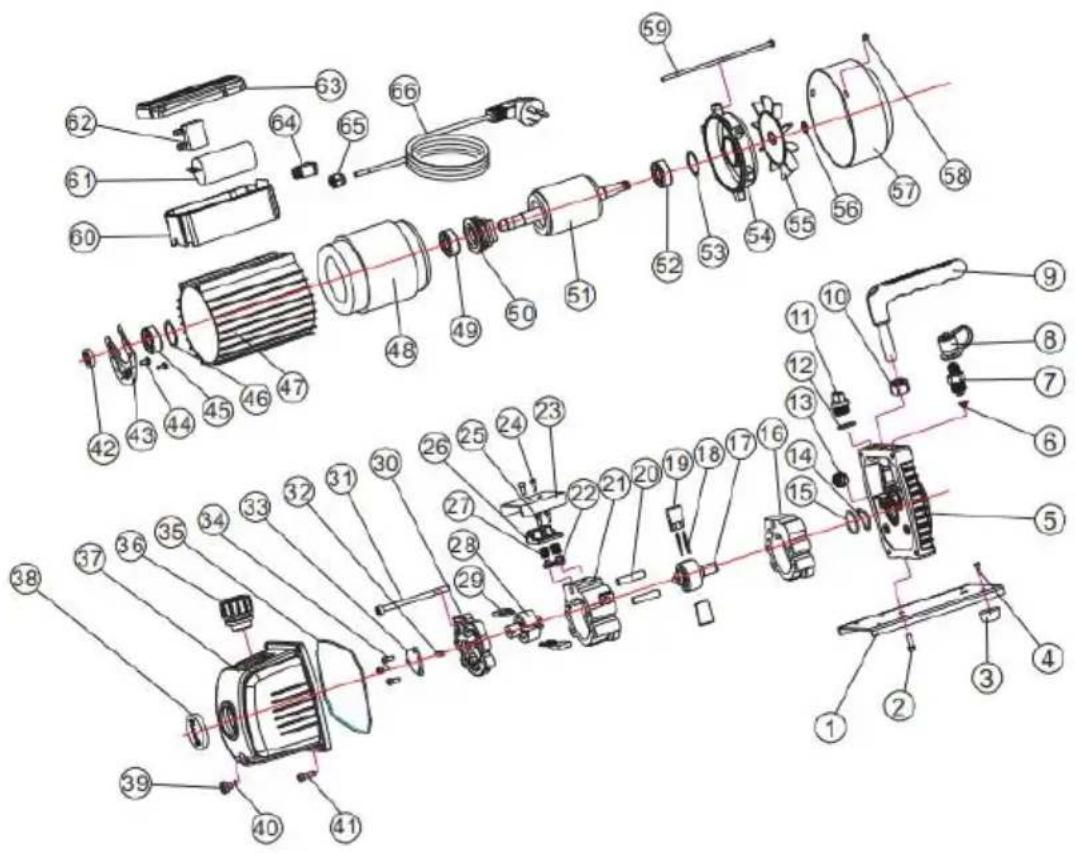 Vevor KQ-1.5K - EXPLODED DIAGRAM OF THE PUMP - 1