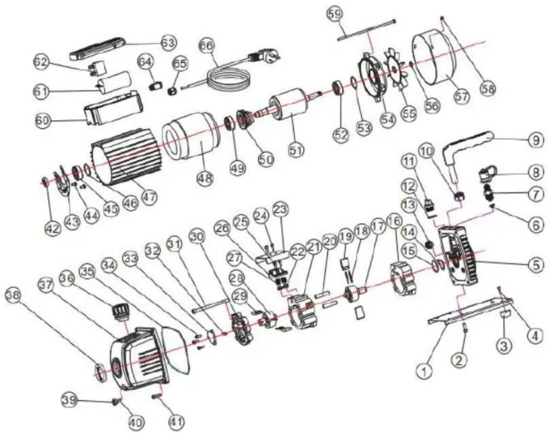 Vevor KQ-1.5K - EXPLODED DIAGRAM OF THE PUMP - 1