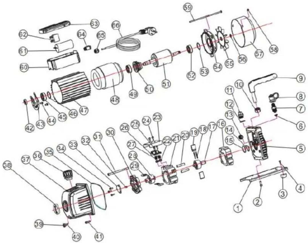 Vevor KQ-1.5K - EXPLODED DIAGRAM OF THE PUMP - 1