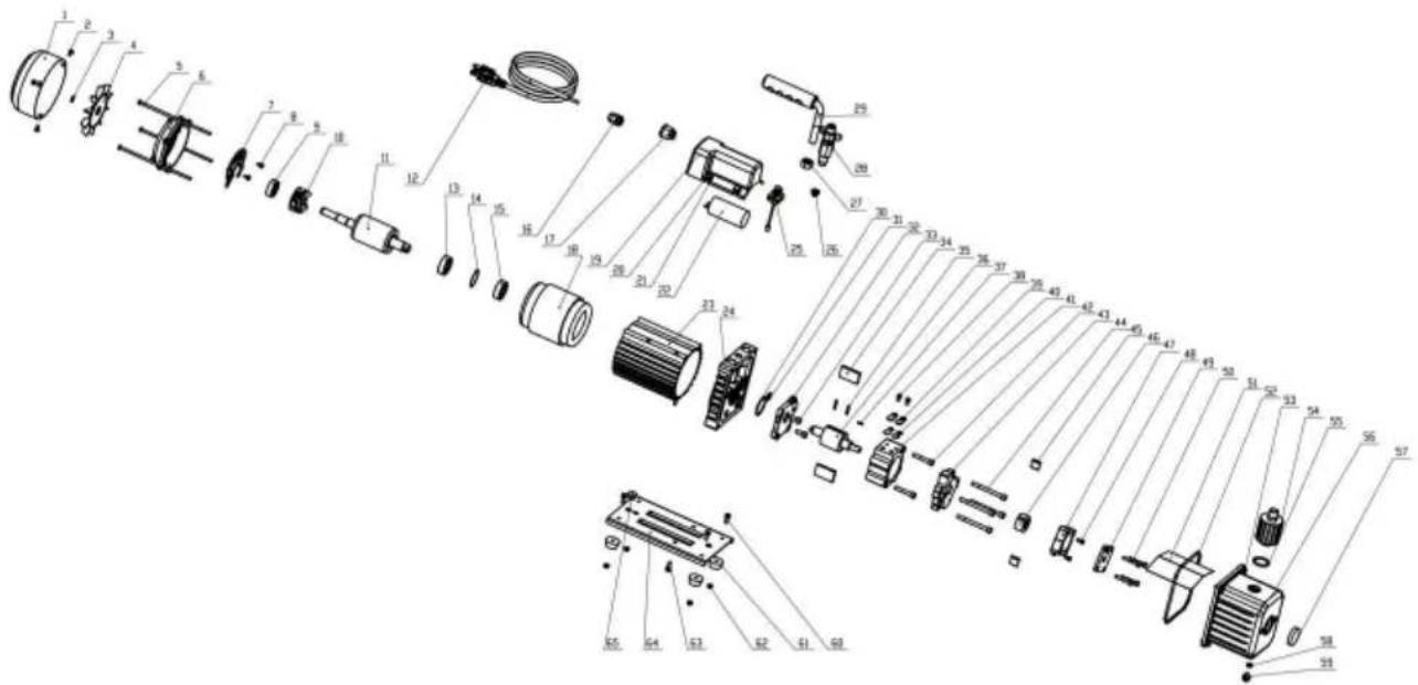 Vevor 2KQ-3G - EXPLODED DIAGRAM VAN DE POMP - 1