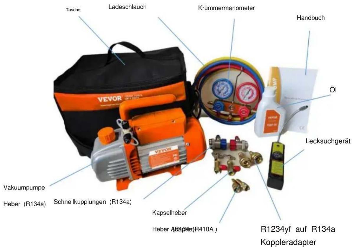 Vevor TW-1.5KR32 - Lieferumfang des Vakuumpumpen-Manometersatzes - 1