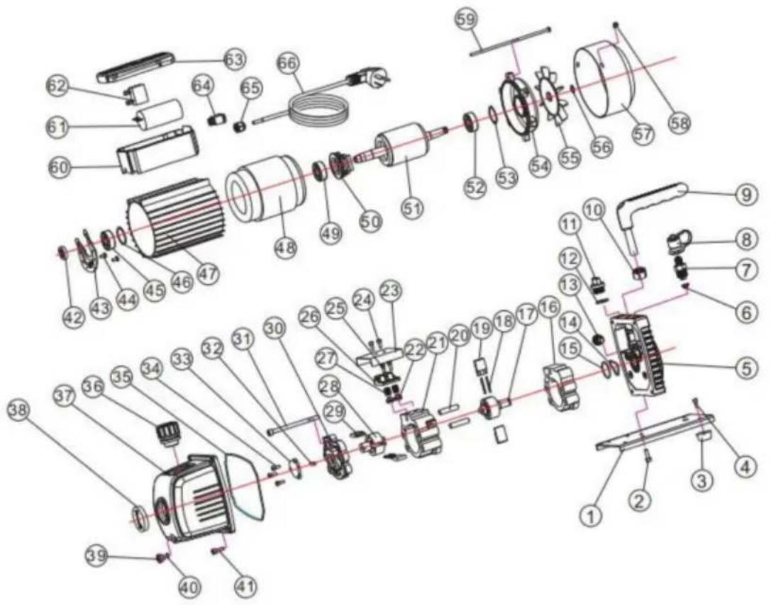 Vevor TW-1KR32 - EXPLODERAT DIAGRAM AV PUMPEN - 1