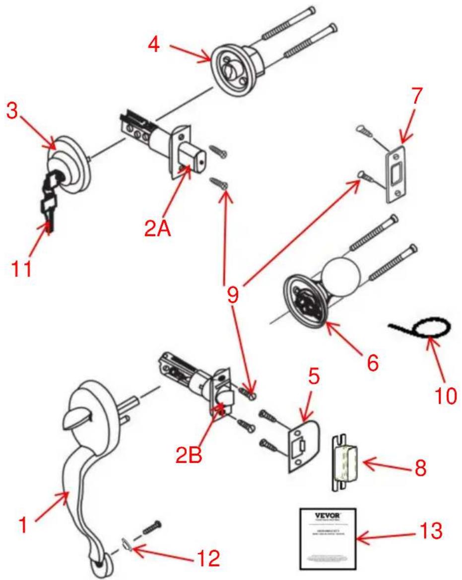 Vevor 20185-AC - STRUKTURDIAGRAMM UND KOMPONENTEN - 1