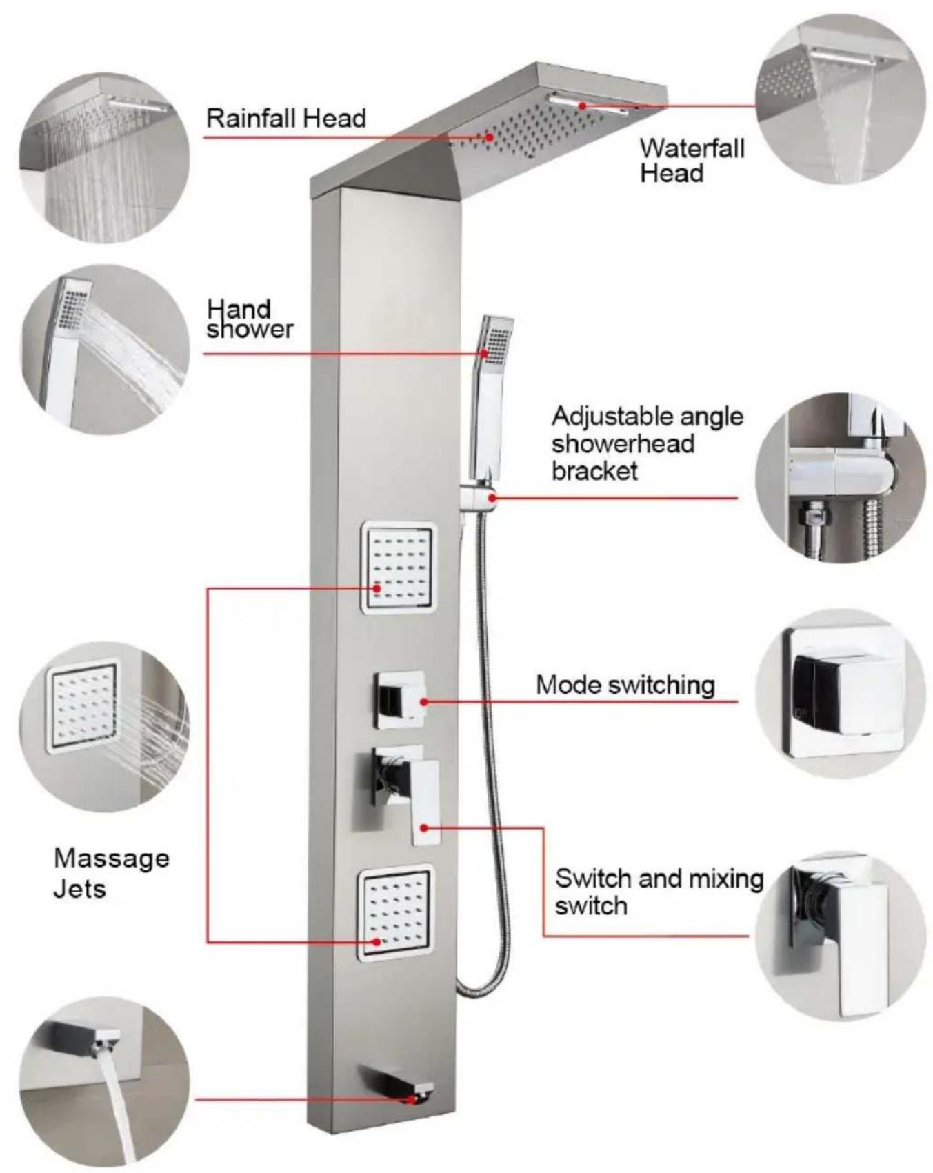 Vevor 8108FH - SHOWER PANEL SERIES INSTALLATION DIAGRAM - 8