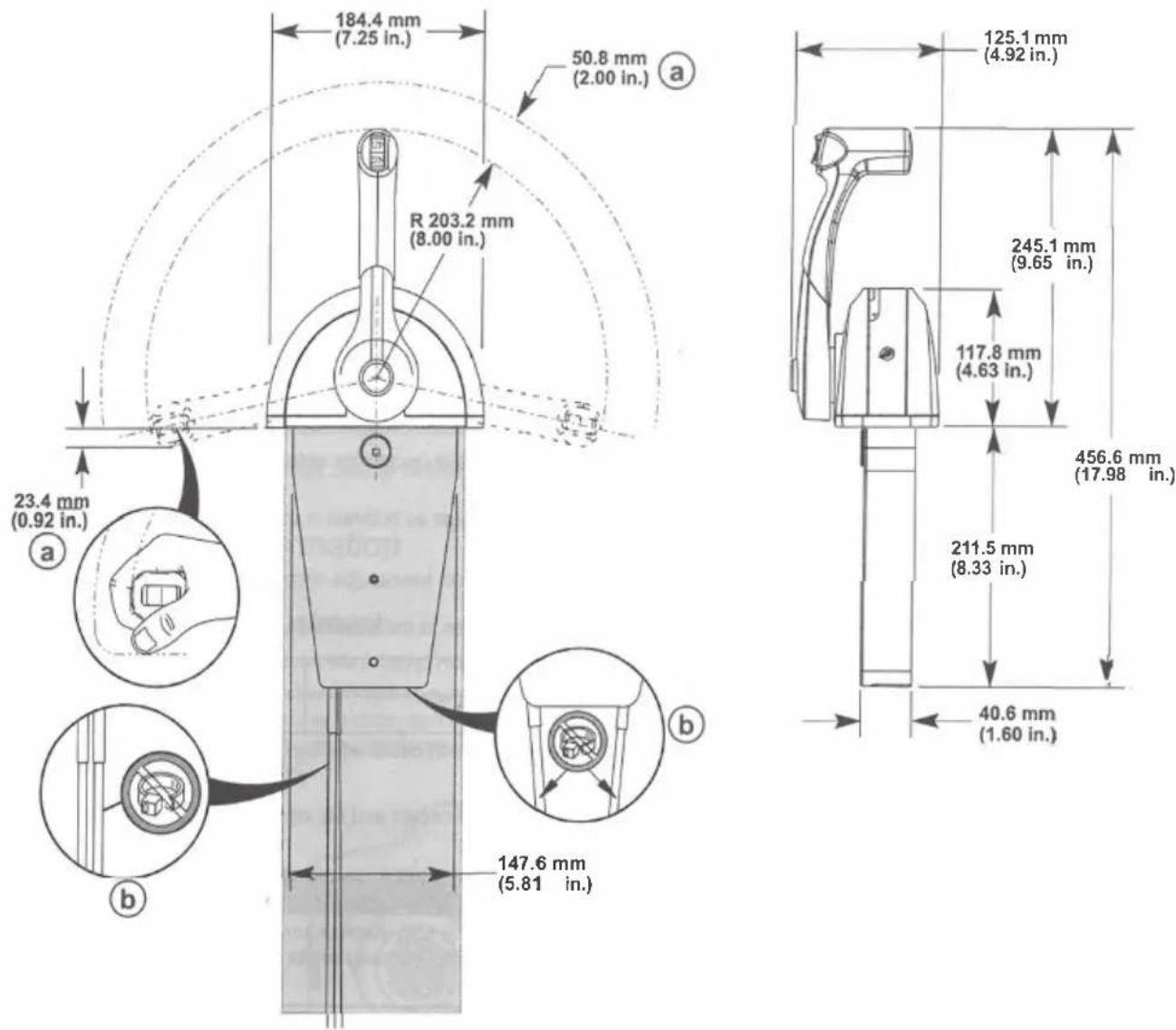 Vevor 8M0059686 - Required Mounting Clearance for Single Handle Remote Control - 1