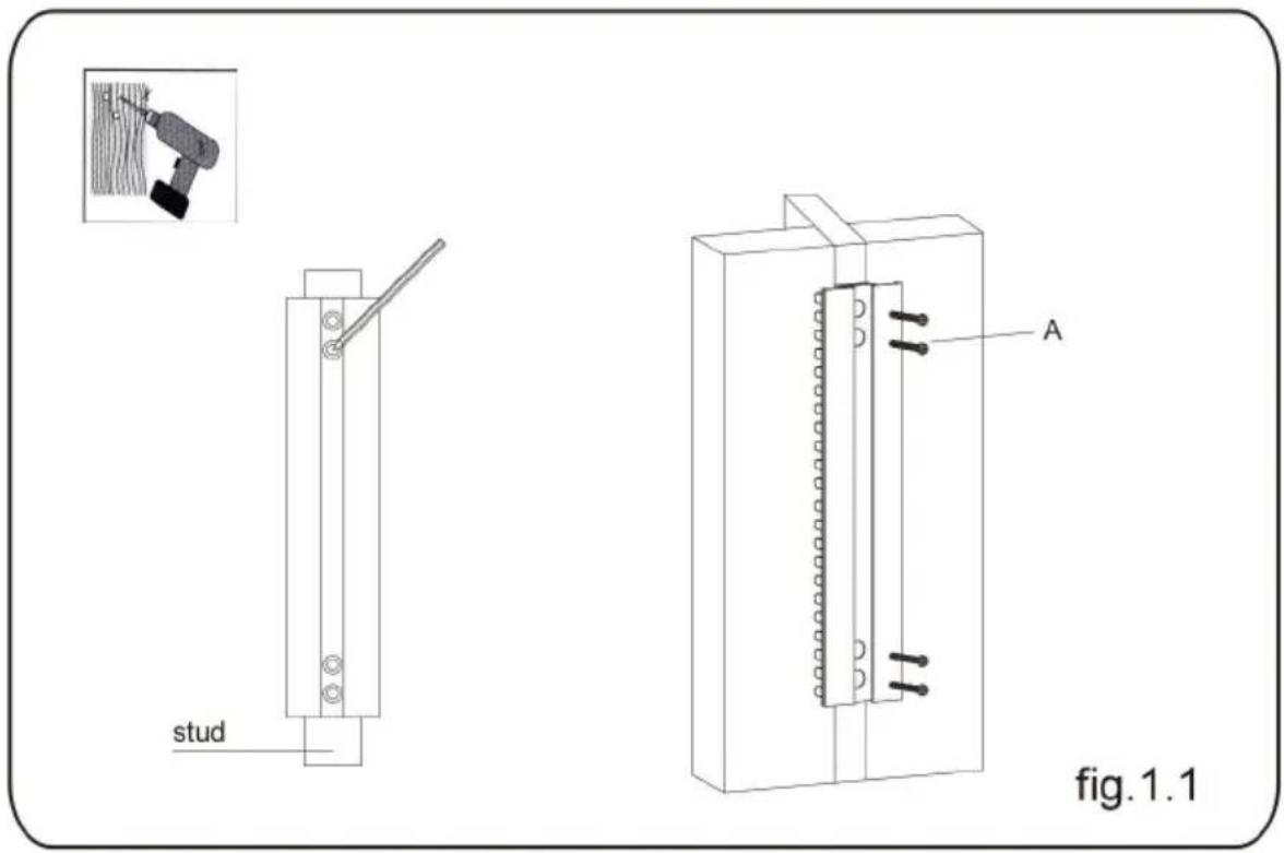Vevor CS202 - STEP1-a: WOOD STUD WALL MOUNTING: - 1