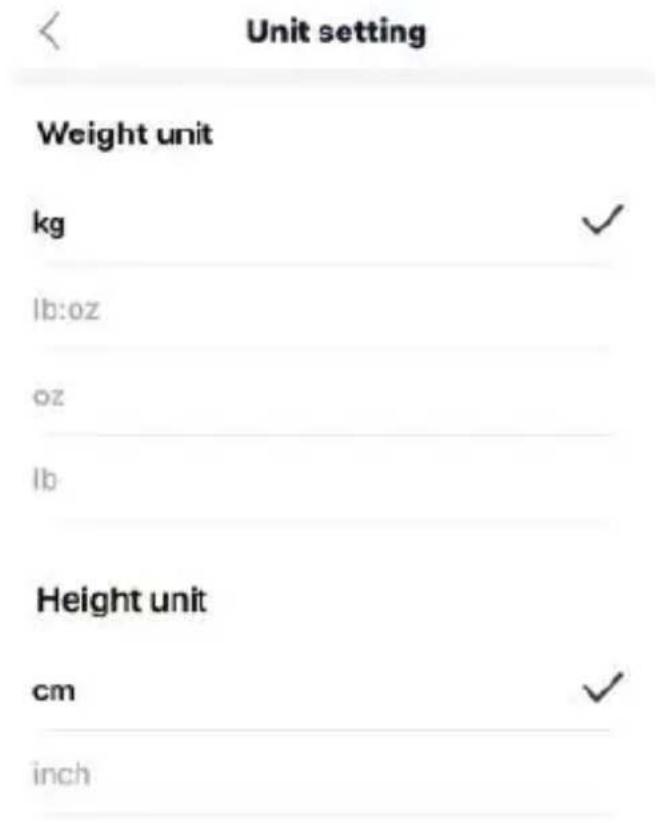 Vevor B18H - Step 4: setting weight and height unit, choose the un you need - 1