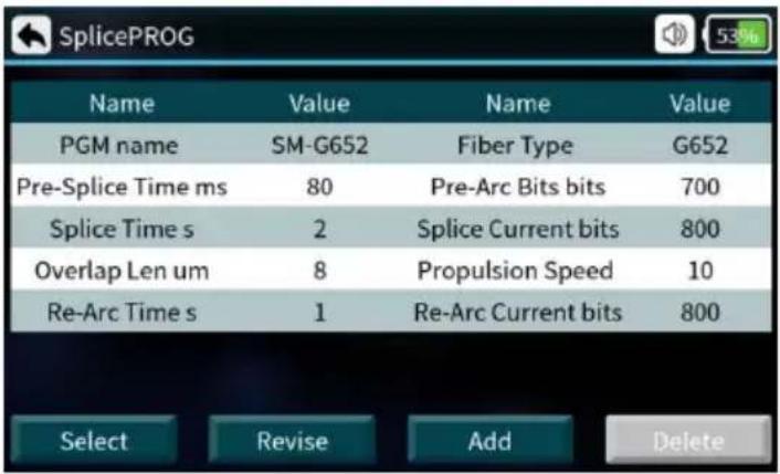 Vevor ALK-T7 - Splice-Programmeinstellungen - 1
