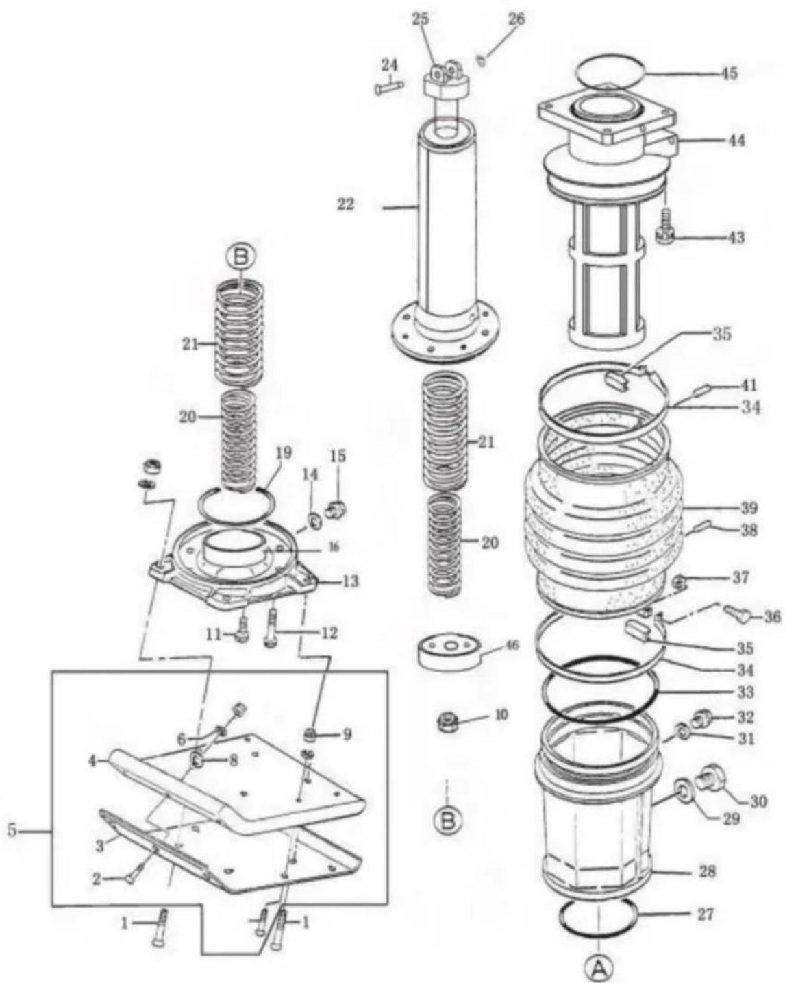 Vevor CNCJ-80K-1 - GUIDE CYLINDER AND FOOT ASSY (A) - 1