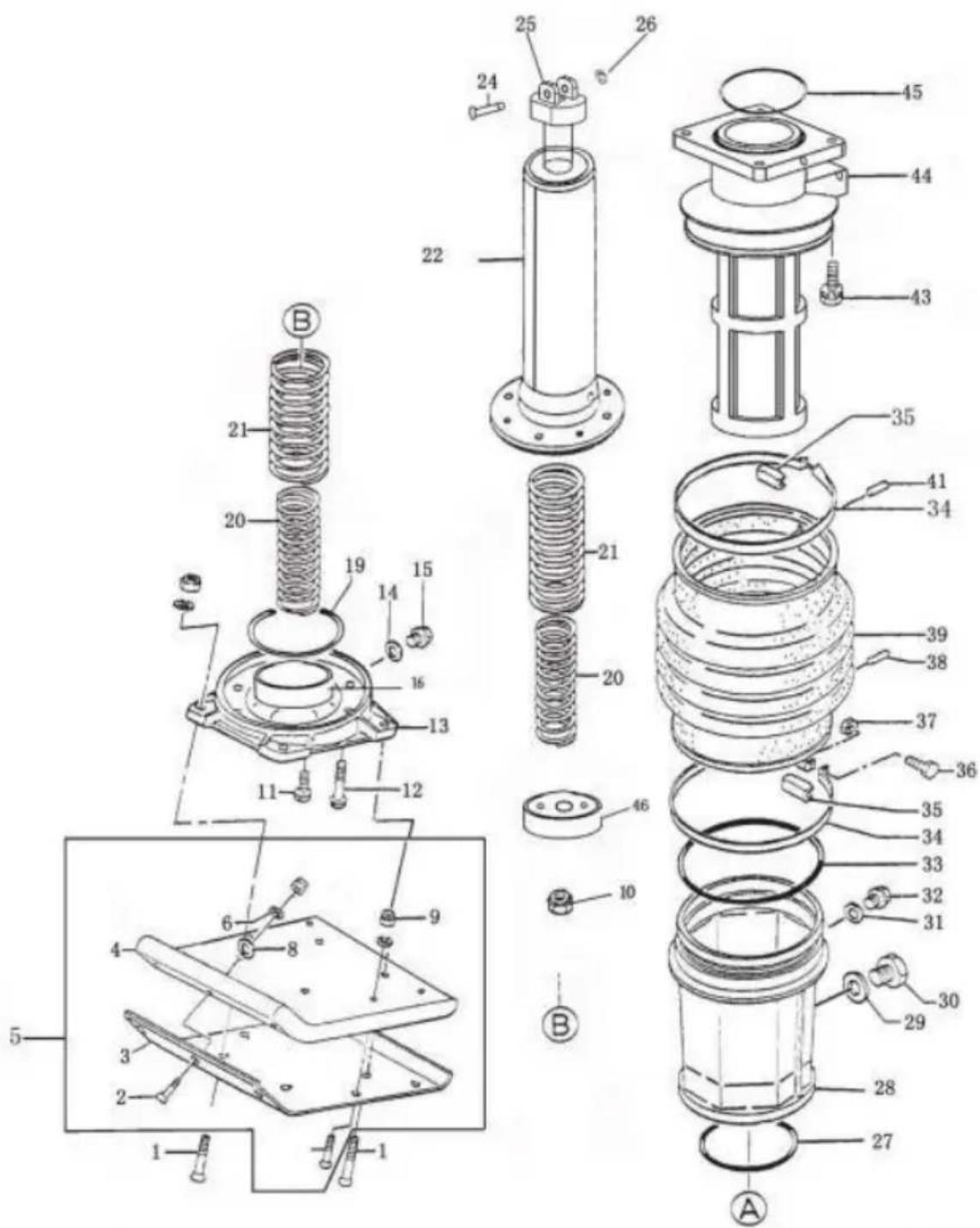 Vevor CNCJ-80K-1 - GUIDE CYLINDER AND FOOT ASSY - 1