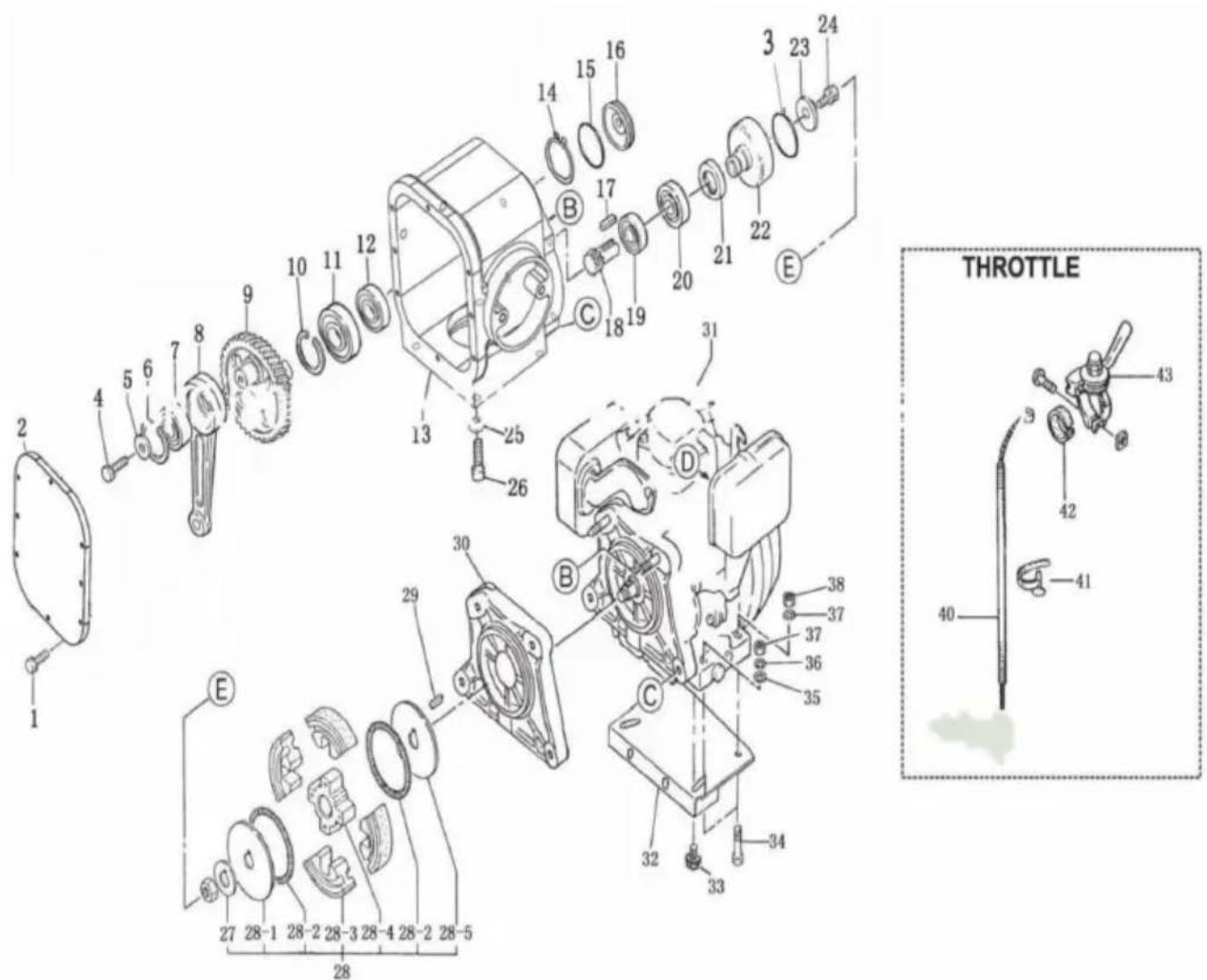 Vevor CNCJ-80K-1 - CRANKCASE AND ENGINE ASSY - 1