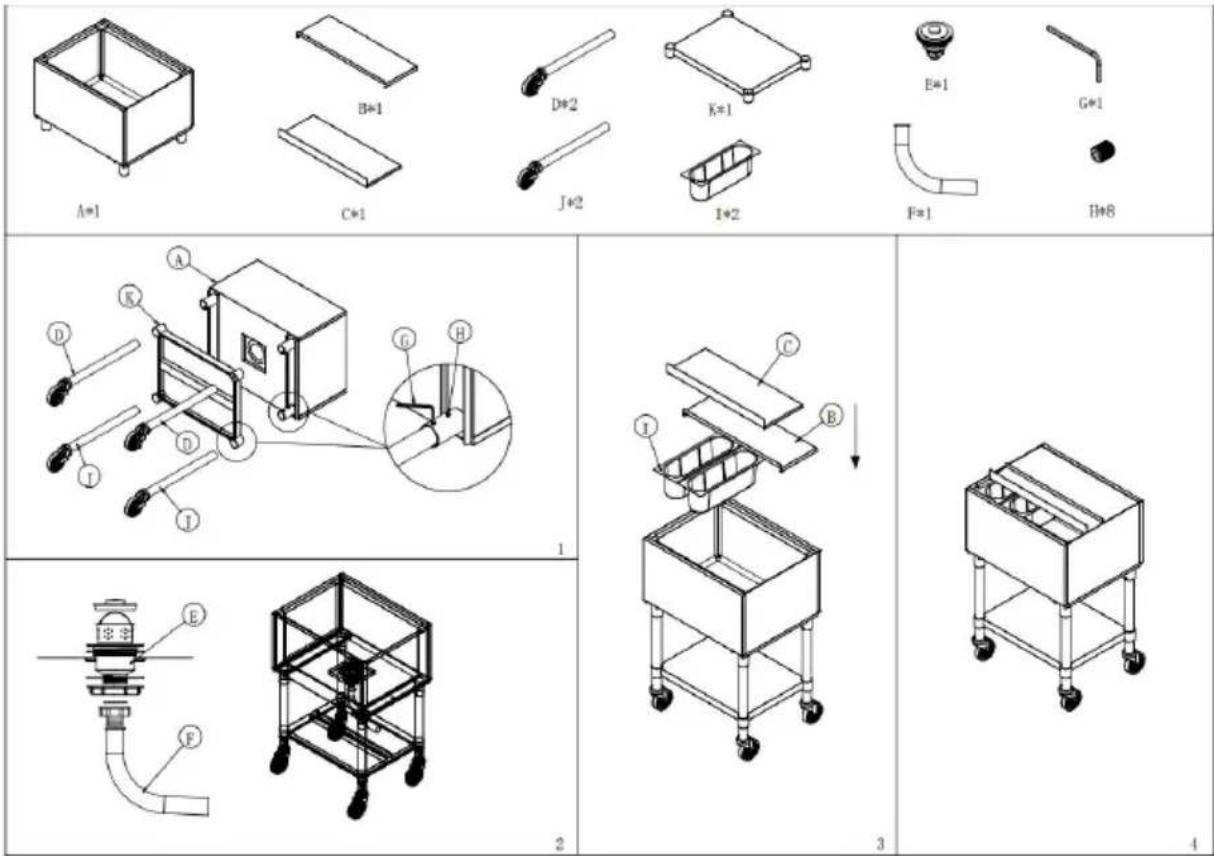 Vevor CIBT1924C - CIBT1924N- componenten en installatiestappen: - 2