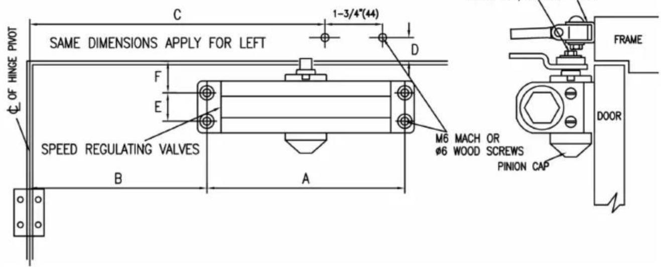 Vevor D404 - Standard installation: pull side right installation. - 1