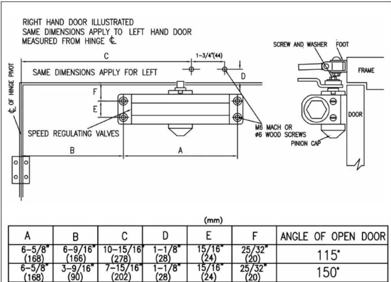 Vevor D404 - REGULATING DOOR SPEED AND LATCHING SPEED - 2
