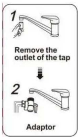 Vevor EHM-939 - HOW TO CONNECT THE ADAPTER TO THE FAUCET - 1