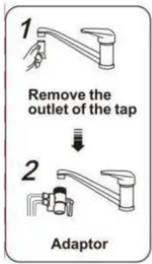 Vevor EHM-939 - HOW TO CONNECT THE ADAPTER TO THE FAUCET - 1
