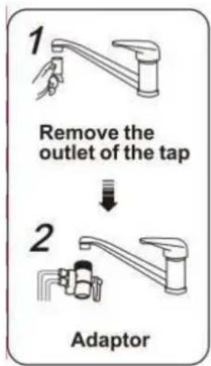 Vevor EHM-939 - HOW TO CONNECT THE ADAPTER TO THE FAUCET - 1
