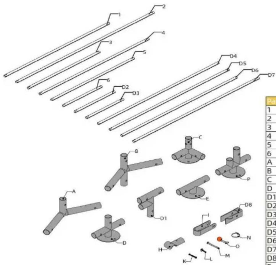 Vevor JD342 - PARTS LIST - 1