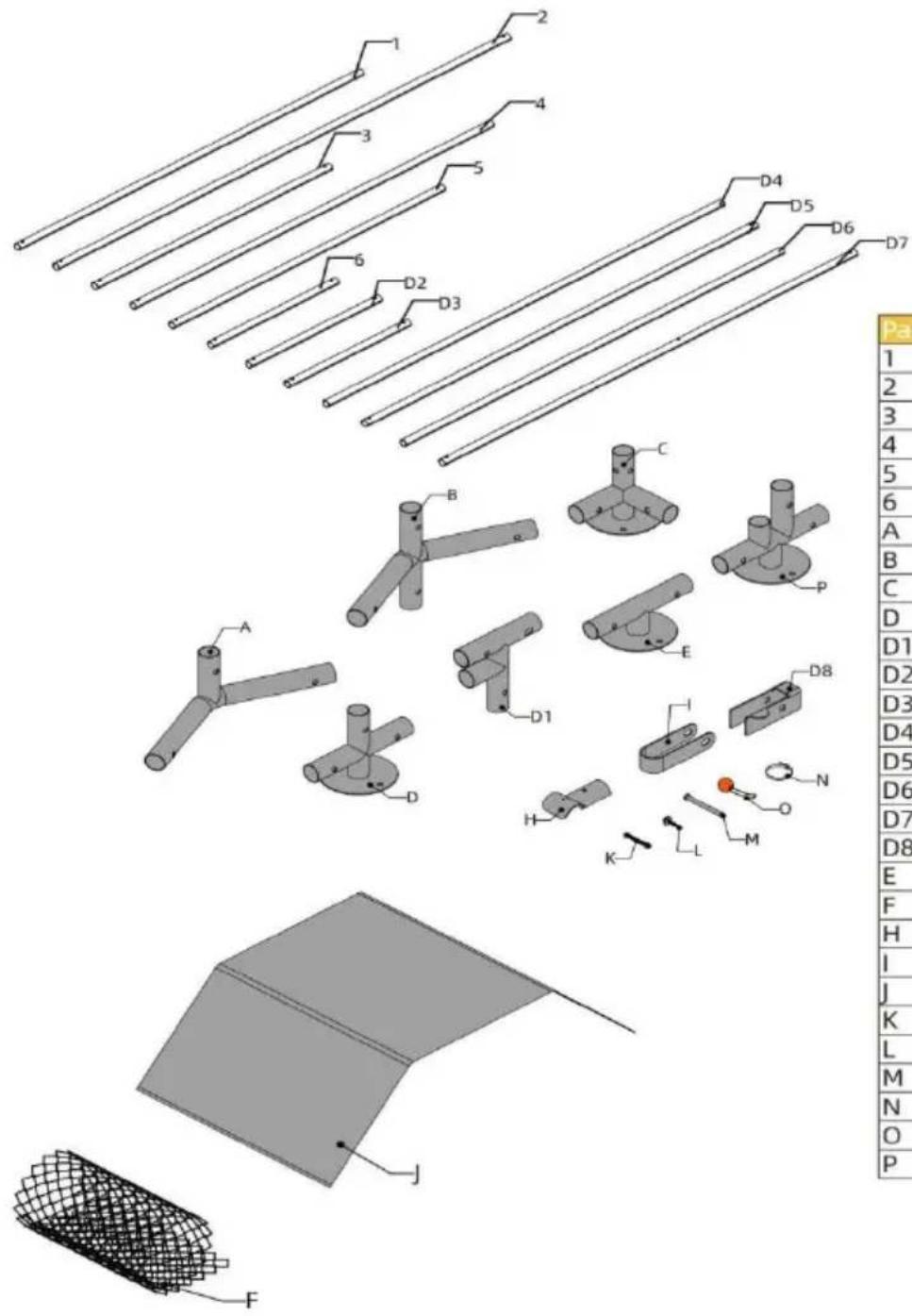 Vevor JD342 - PARTS LIST - 1