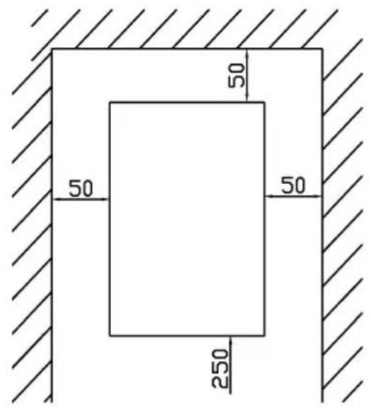 Vevor HZB-45 - Installation clearance top view (1:10) (mm) Side view (mm) - 1