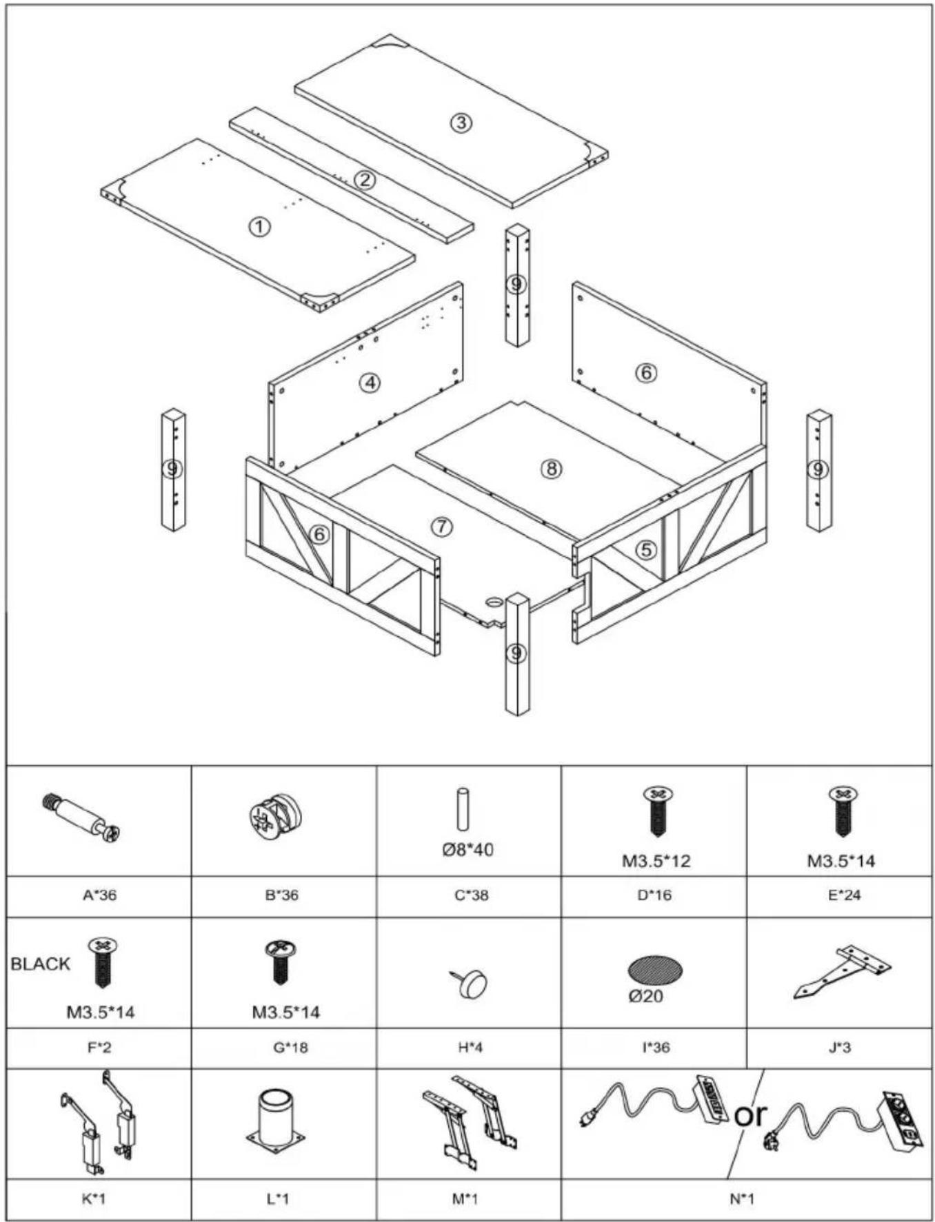 Vevor KLLT-04 - PARTS LIST - 1
